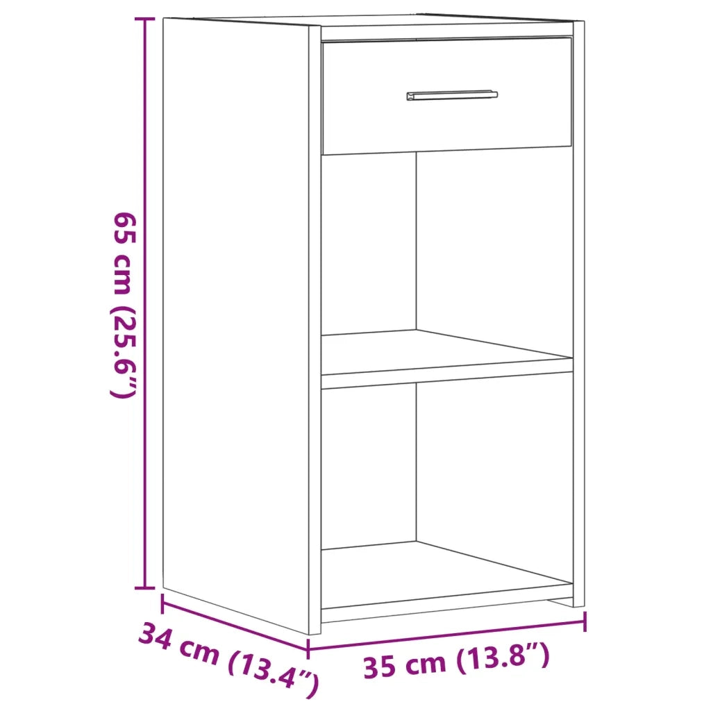 Comodino Grigio Sonoma 35x34x65 cm in Legno Multistrato