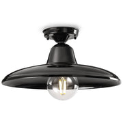 Plafoniera Industrial Minimal Nordico B&W Metallo Smaltato Nero 1 Luce E27