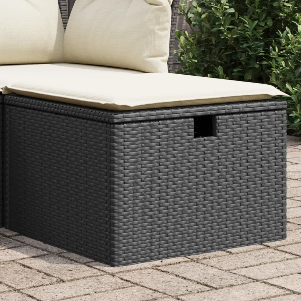 Sgabello Giardino con Cuscino Nero 55x55x37 cm in Polyrattan CFW4053287