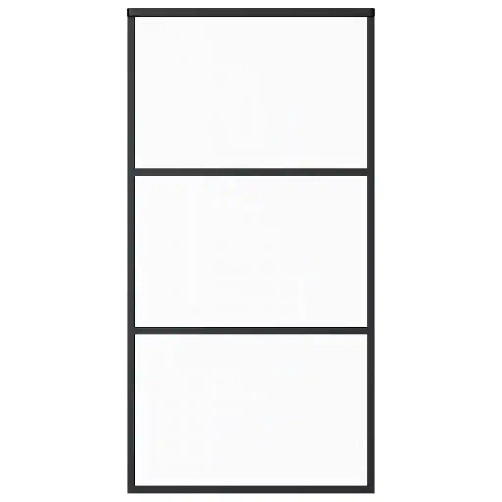 Porta Scorrevole in Vetro ESG e Alluminio 102x205 cm Nera 151010