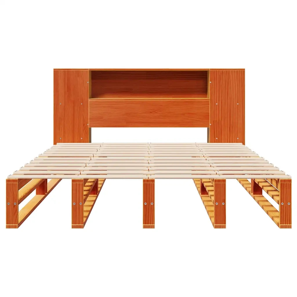 Letto Libreria senza Materasso Marrone Cera 150x200 cm Legno