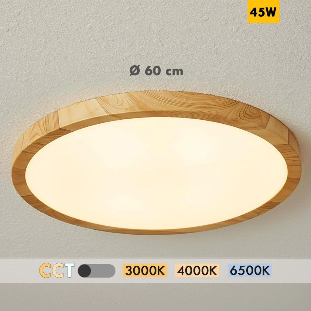 Plafoniera elegante design sottile effetto legno LED 45W CCT IP40 luce soffitto ristorante albergo sala ricevimento 60cm