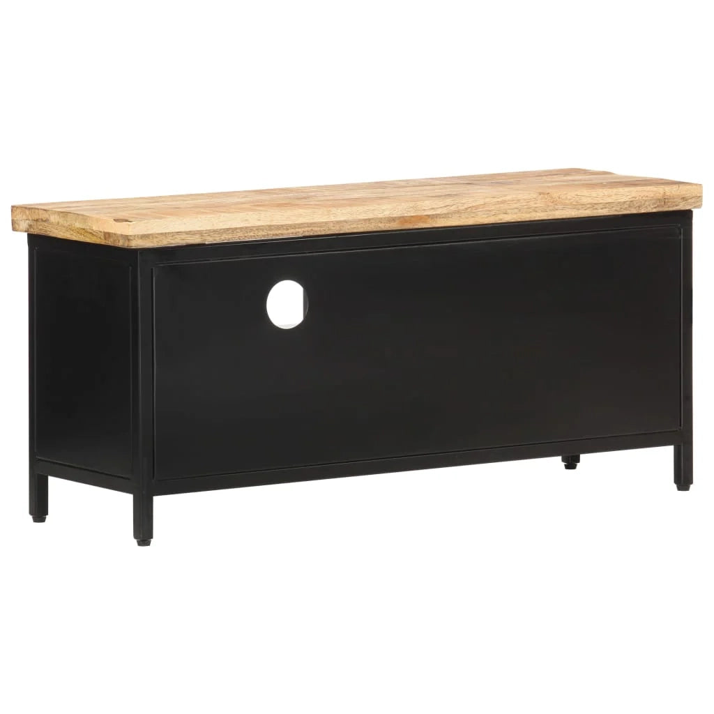 Mobile TV multimediale scaffale TV credenza mobile TV sala da pranzo soggiorno camera da letto 90 x 30 x 41 cm legno di mango nero grezzo 02_0026339