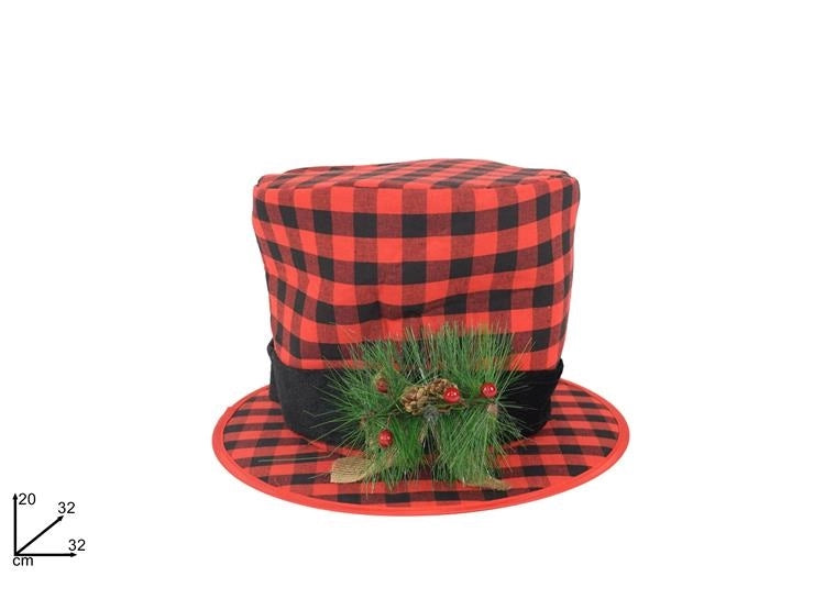 Decorazione Natalizio Cappello Cilindro per Albero di Natale Scozzese 32 x 20 cm
