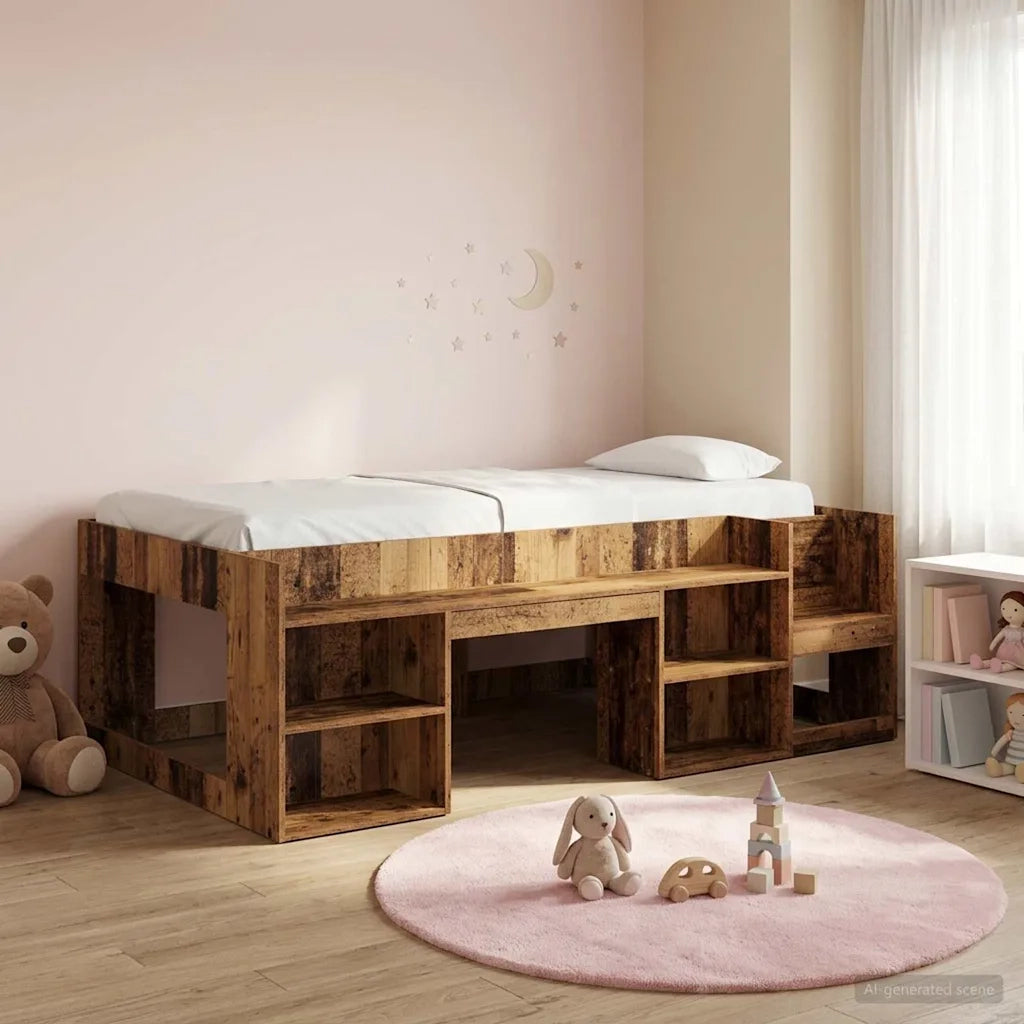 Telaio del letto | Letto per Bambini con storage Legno antico 80 x 200 cm