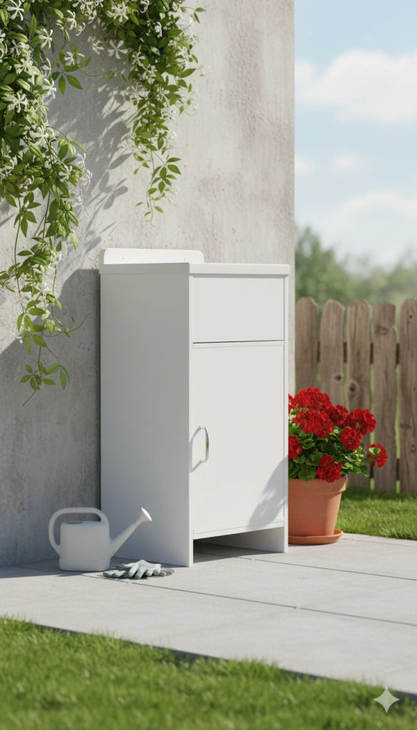 Mobile Lavatoio in PVC 42x35x82,5 cm 1 Anta Clear Bianco