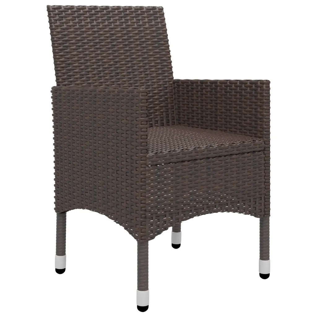 Set Bistrot Giardino 3 pz Polyrattan e Vetro Temperato Marrone 3058381
