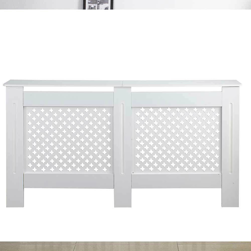 Copritermosifone in Legno MDF 152x19x82cm Copertura Radiatore Calorifero Bianco