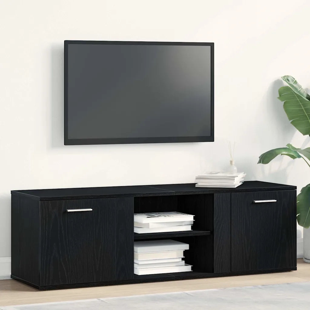Mobile TV Rovere Nero 120x34x37 cm in Legno Multistrato 862475