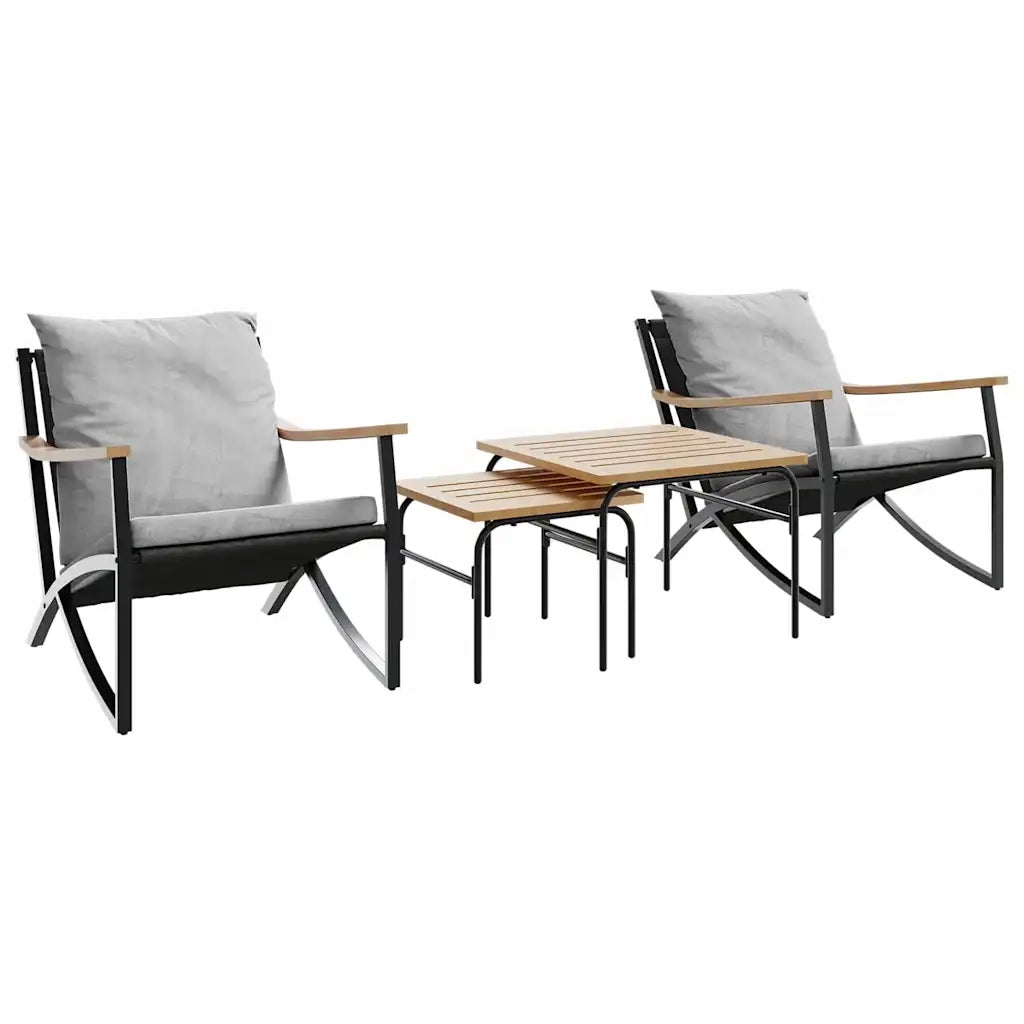 Set Mobili da Balcone 4 pz con Cuscini Nero in Acciaio 4009305