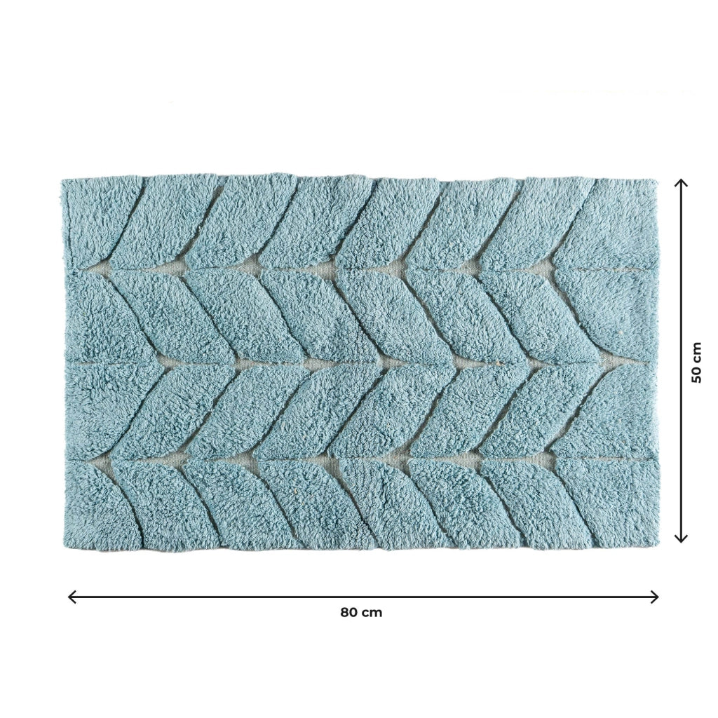 Tappeto Bagno Antiscivolo In Cotone Effetto Rilievo Assorbente, Morbido, Lavabile in Lavatrice 50x80 / 60x120 cm Azzurro - 50x80 cm
