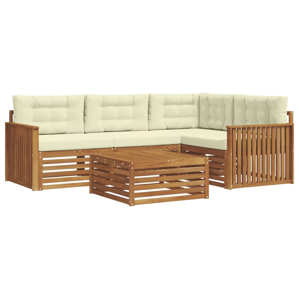 Set di divani da esterno con cuscino 5 pcs Naturale e Crema