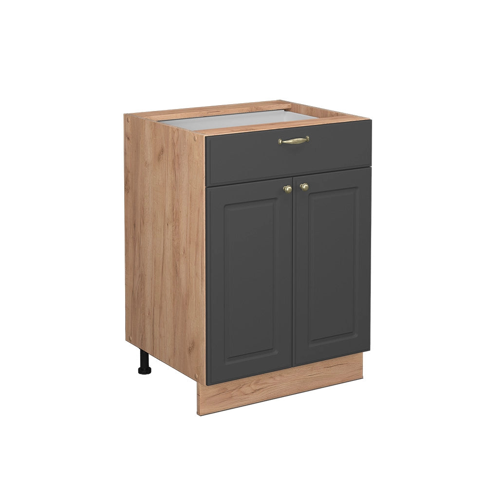 Vicco Mobiletto base per cucina Antracite-oro 60 cm con cassetto, senza piano di lavoro