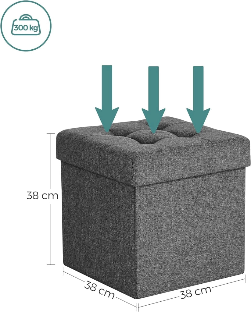 Pouf contenitore Valora grigio scuro con seduta pieghevole per soggiorno