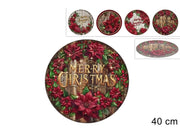 1 Pezzo Sottopiatto Natalizio Natale in Plastica 40 cm Vari Decori