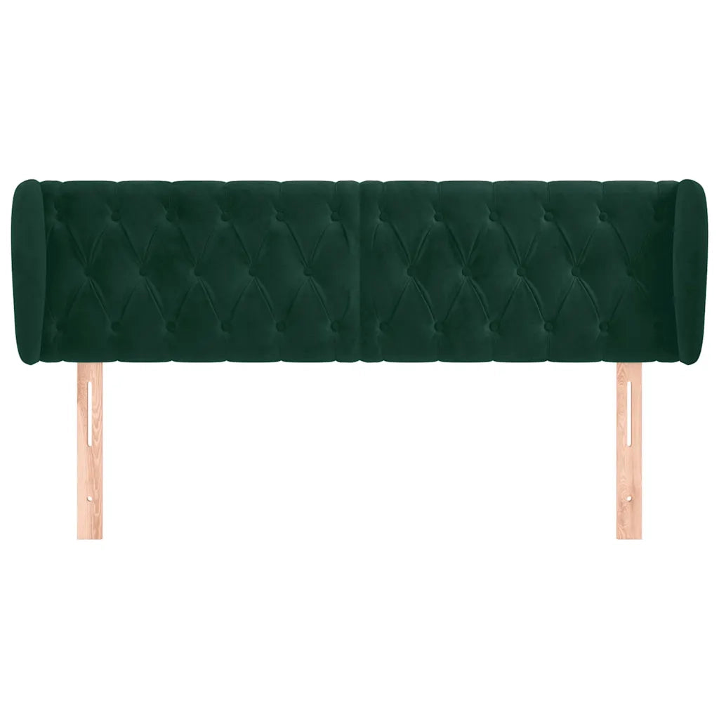 Testiera | Testata ad Orecchio Verde Scuro 147x23x78/88 cm in Velluto