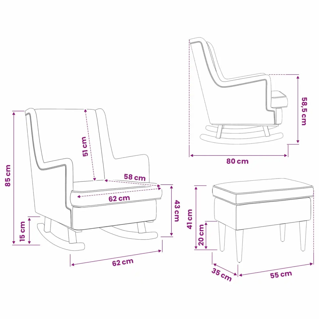 Poltrona con Ottomano 2 pz Grigio Chiaro Tessuto 3418852