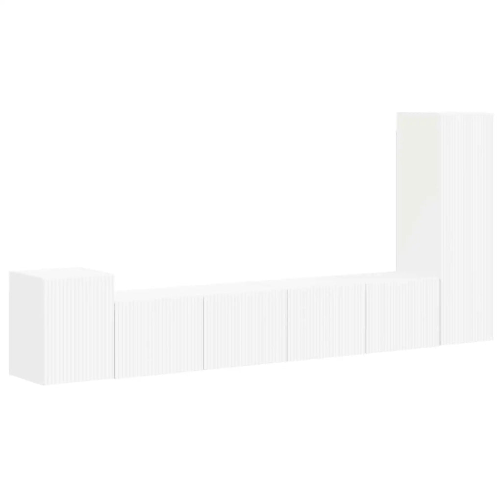 Set mobile TV Montaggio a parete 3 pcs Bianco Legno multistrato