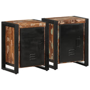 Comodini 2 pz Multicolore in Legno Massello di Mango Grezzo