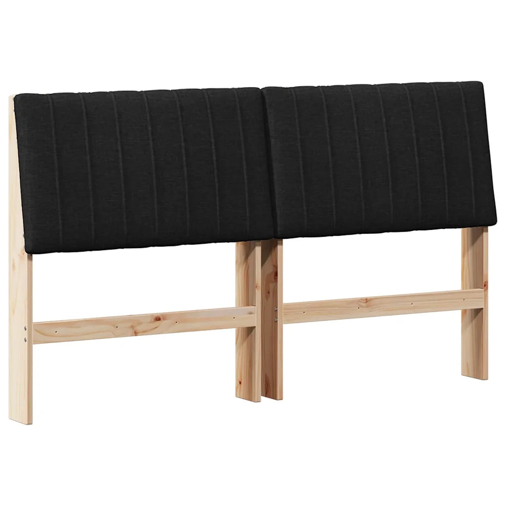 Testiera imbottita Nero 150 cm Pino massello 879391