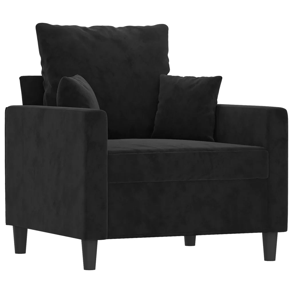 Set di Divani 3 pz con Cuscini Nero in Velluto 3201685