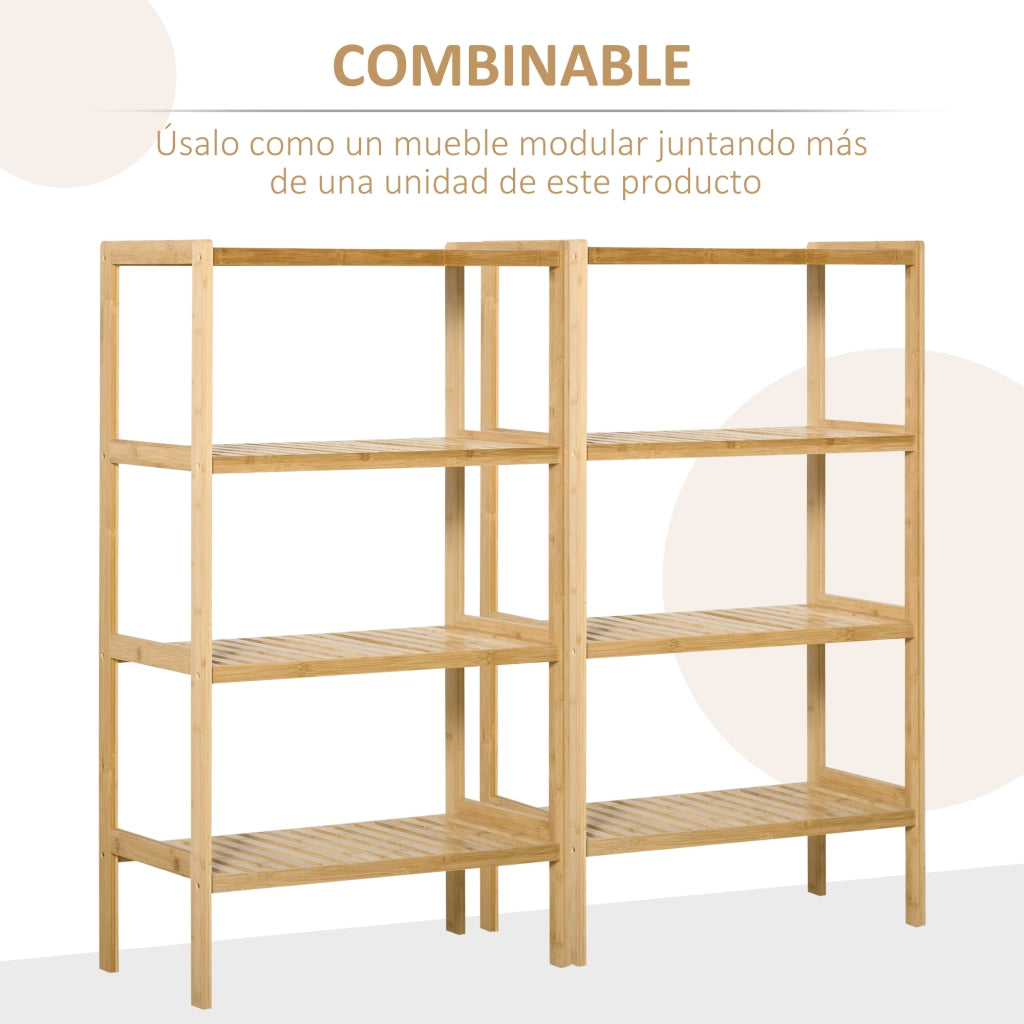 Libreria in Bamb¨´ 4 Livelli con Antivoltamento ¨C zephmum ¨C 62x33x112 cm Naturale