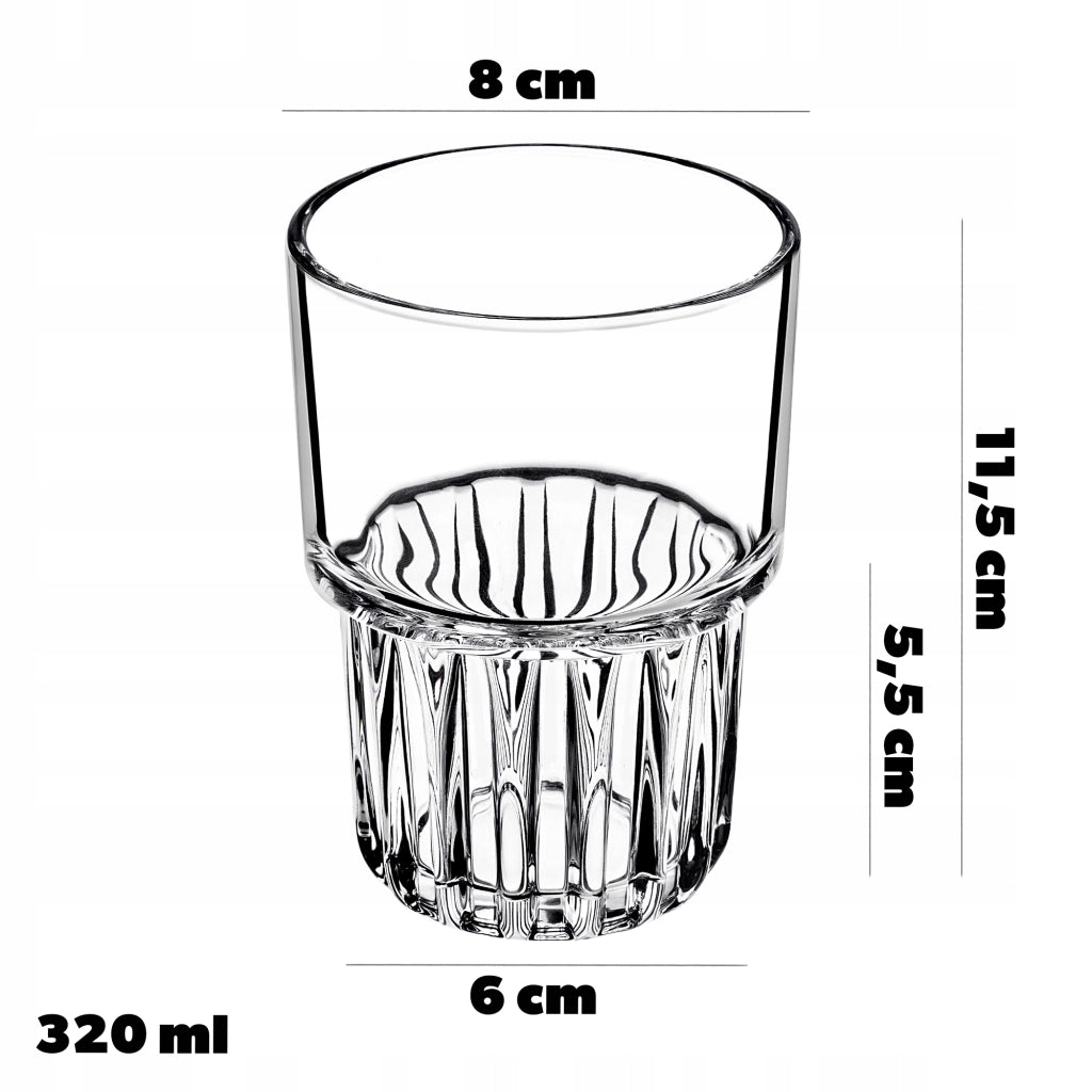 Set di 6 bicchieri KADAX per bevande fredde da 320 ml con superficie a coste.