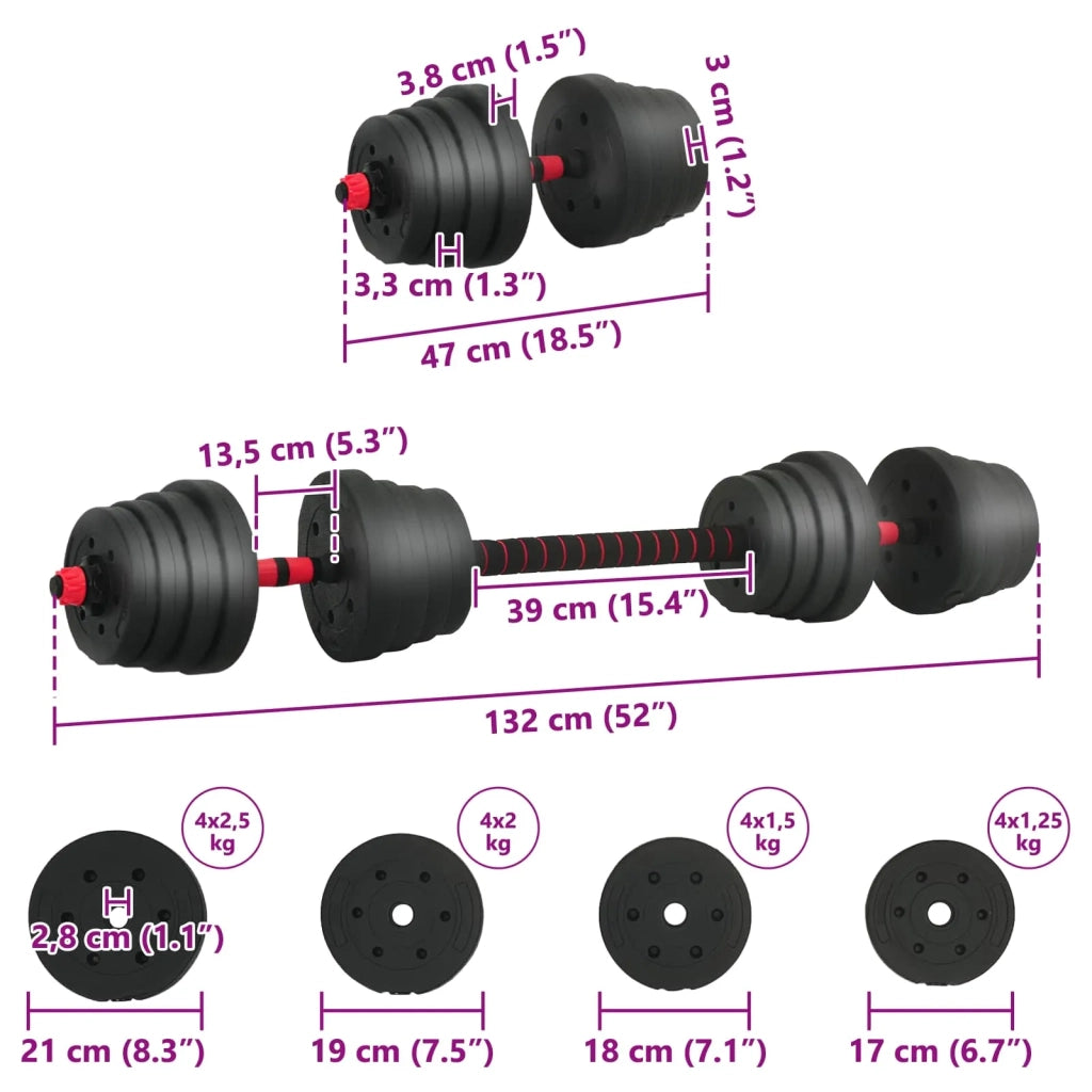 Set di Manubri 2-in-1 40kg Nero e Rosso CFW2954926