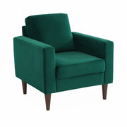 Poltrona scandinava in legno e velluto, verde inglese