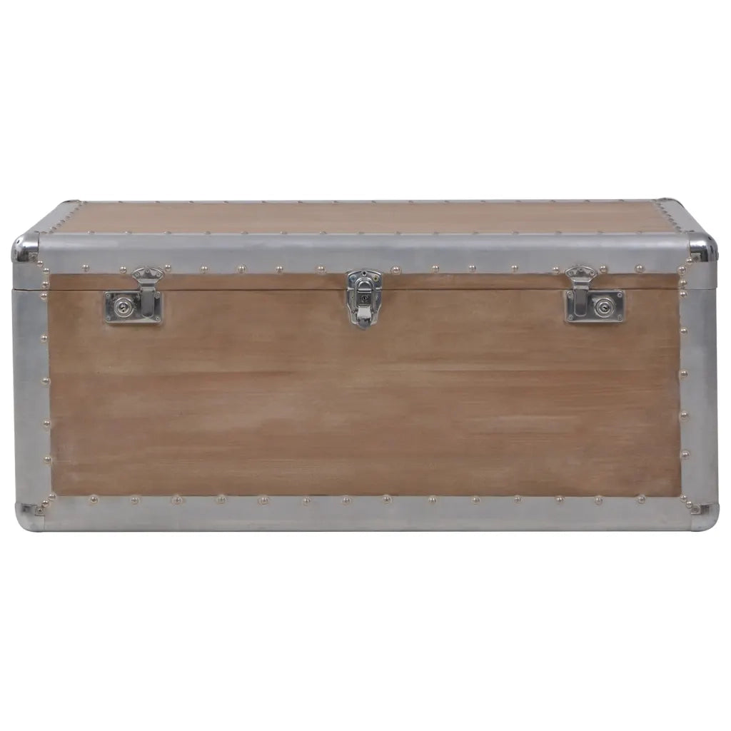 Baule Portaoggetti in Massello di Abete 91x52x40cm Marrone CFW2392087