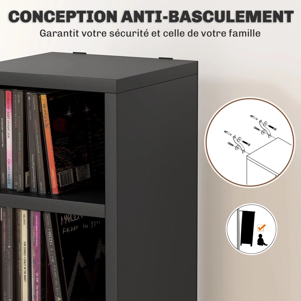 Mobile porta CD DVD ¨C Xylo ¨C 12 scomparti, capacit¨¤ 204 CD, nero 21x20x175 cm