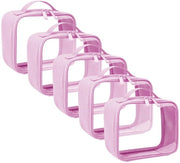 Set di 5 contenitori di toilette trasparenti, contenitori per prodotti personali, borse per cosmetici trasparenti per signore e signori, contenitori per bagaglio a mano per liquidi in aereo, contenitori di toilette trasparenti, rosa