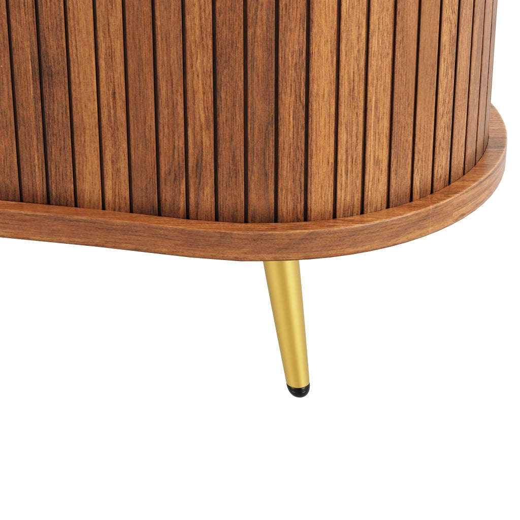 Credenza con ante a serranda e 4 ripiani - per soggiorno - in MDF - 120x40x183 cm - legno