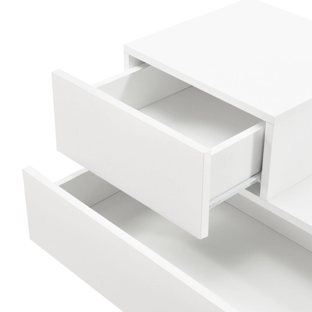 Comodino Sebokeng con 2 Cassetti per Lato Sinistro del Letto 38x70x35 cm Bianco Opaco [en.casa]