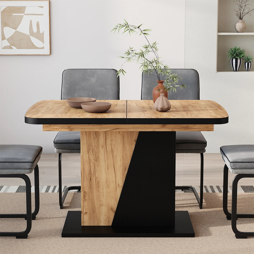 Vicco Tavolo da pranzo Estensibile Rovere nero/oro 120/160 x 80 cm