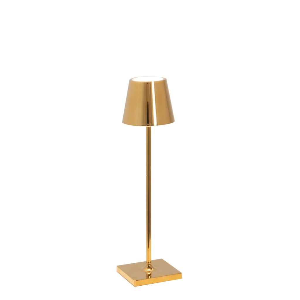 Lampada a led da tavolo Poldina Pro Micro Oro Lucido ricaricabile e dimmerabile con batteria fino a 12 ore