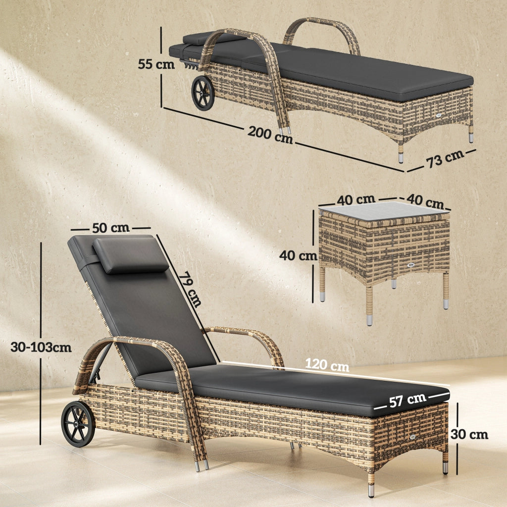 Set 2 Lettini Bagnosole con Materasso e Tavolino ¨C zephmum ¨C Grigio Scuro