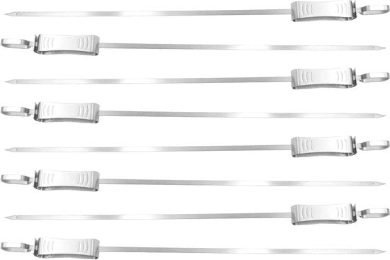 304 Spiedini per Kebab con Slider a Spinta - 8 pezzi - 43cm/17pollici - Spiedini per Kebab riciclabili - Spiedini per Barbecue per Carne, Gamberi, Pollo e Verdure