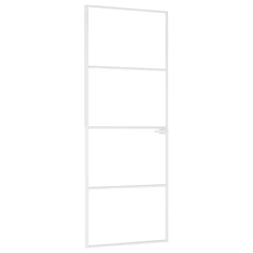 Porta Interna Bianca 76x201,5 cm Vetro Temperato Alluminio Slimcod mxl 82398