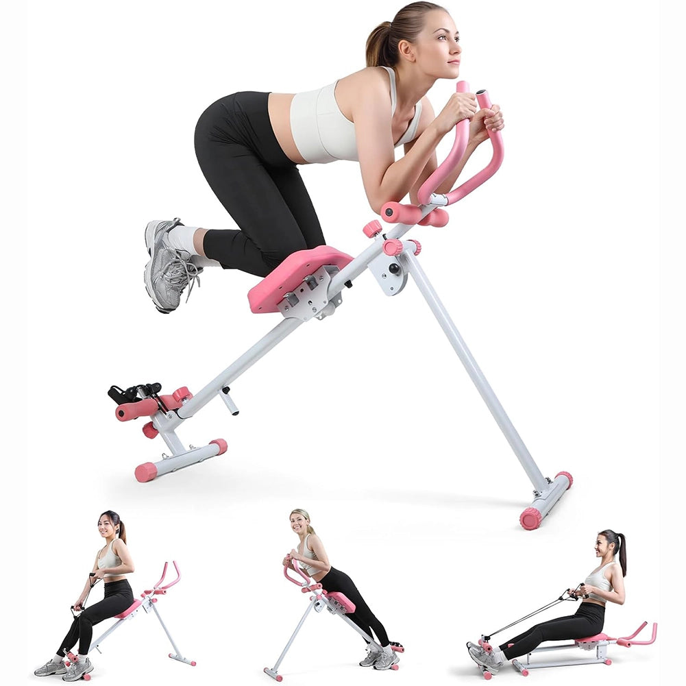 AB Machine Rosa Attrezzo Fitness per Addominali Multiuso Pieghevole Vogatore