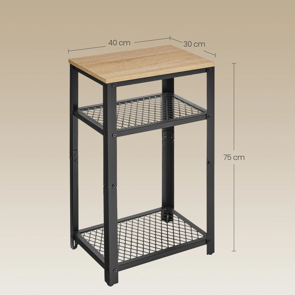 Tavolino sidetable industrial Sonoma in metallo e legno