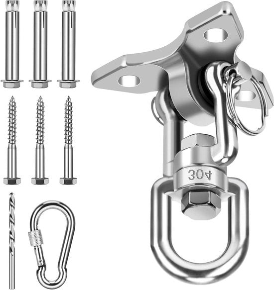 Sedia per parete con gancio 360 gradi rotativa capacità 500 kg in acciaio inossidabile per pavimento in calcestruzzo legno lettino per yoga trapezio sacco per schiena