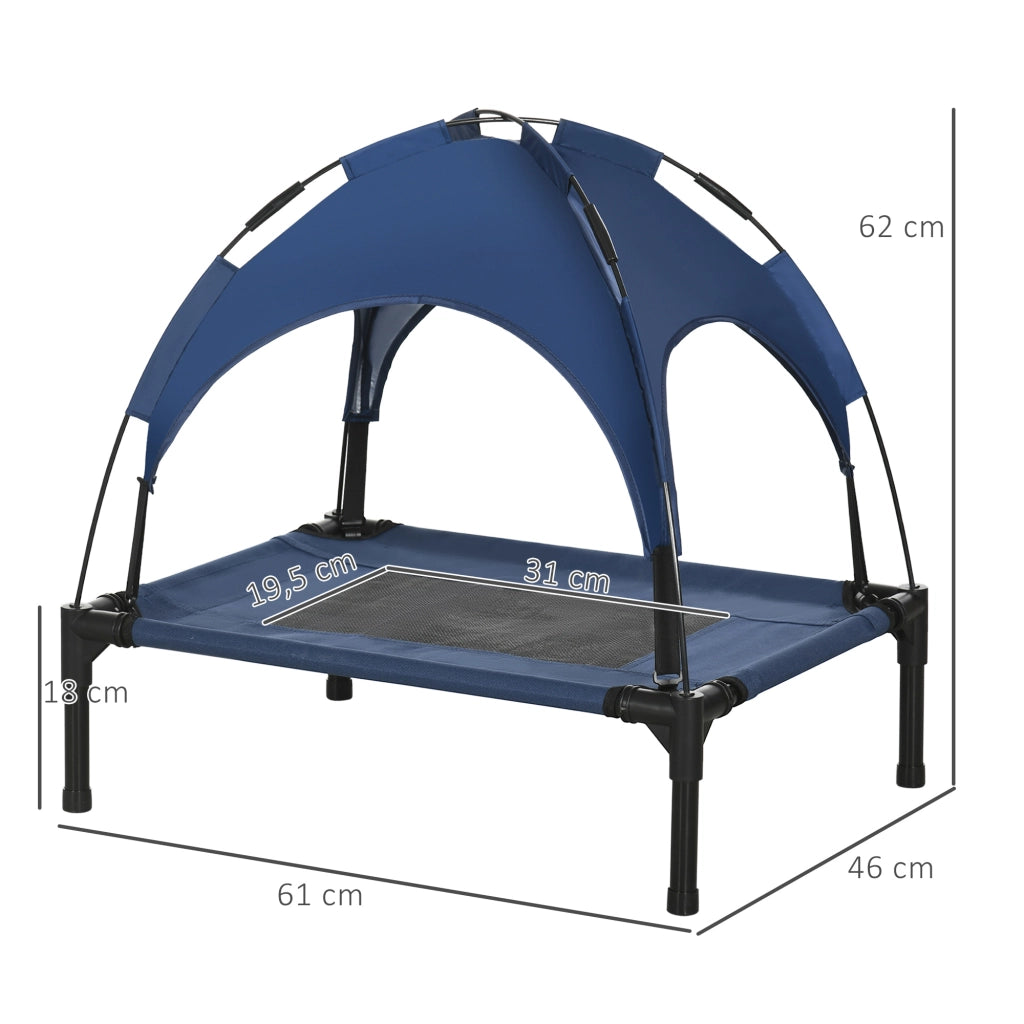 Letto per Cani Esterno con Baldacchino ¨C Zephmum ¨C Blu Nero 61x46x62 cm