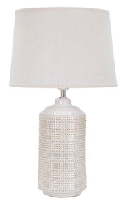 Lampada da Tavolo Elegante in Ceramica con Paralume Bianco 28x47 cm
