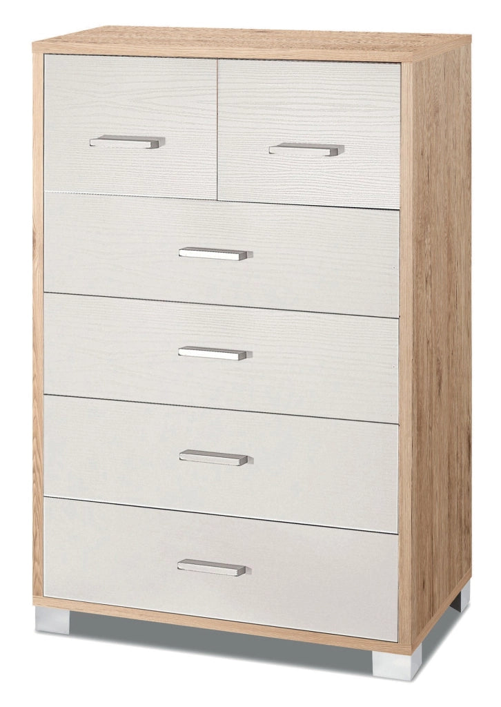 Mobile 4+2 Cassetti 70x112x41 cm Rovere Naturale/Bianco Fiammato