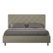 Letto matrimoniale king size con rete imbottito 170x200 similpelle cappuccino Priya