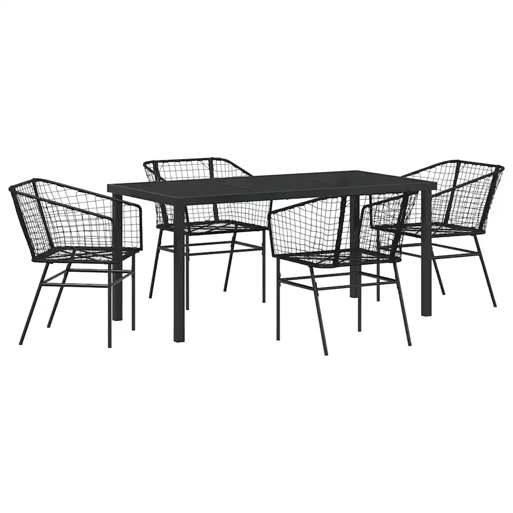 Set da Pranzo per Giardino 5 pcs Nero polyrattan 3380893