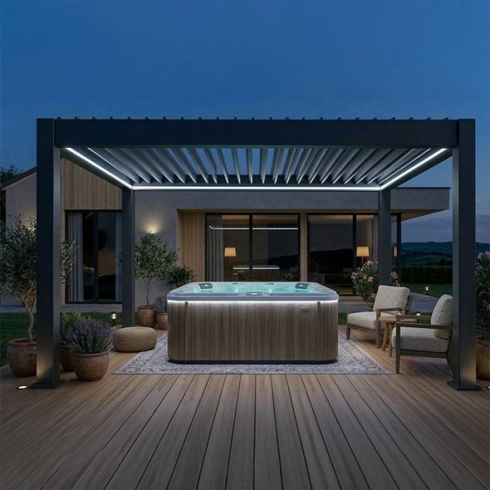 Pergola Bioclimatica in alluminio 3x4 m, con luci LED perimetrali