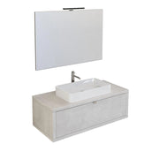 Mobile Bagno Sospeso 110 cm Lavabo e Specchio Bonussi Orione Grigio Effetto Cemento