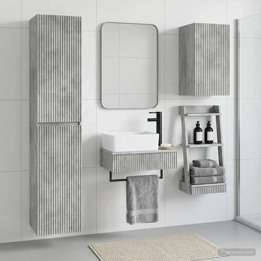 Set di mobili per il bagno 3 pz Grigio Cemento 3406056